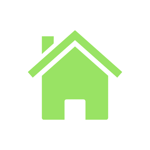 Green icon of a house with chimney and roof