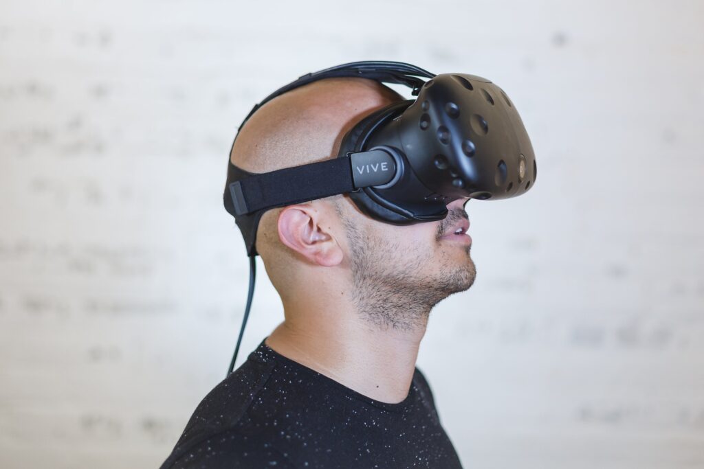 man in virtual reality headset