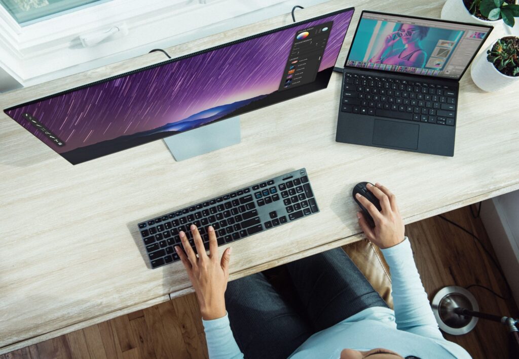 person on computer